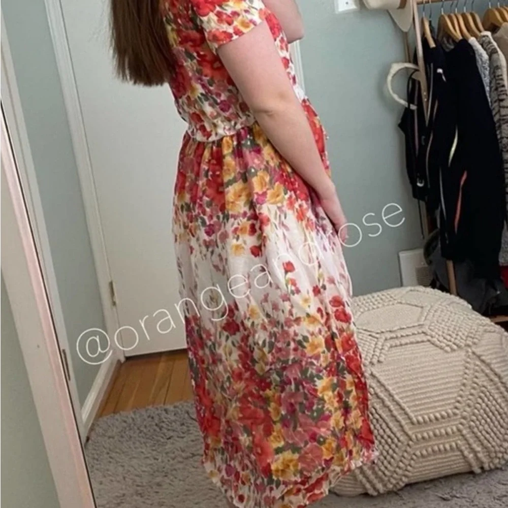 Christy Dawn White Pink Yellow Watercolor Floral The Dawn Dress Maxi Medium M - Picture 7 of 9